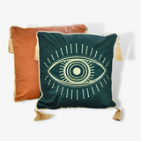 Embroidered Velvet Eye Design Cushion