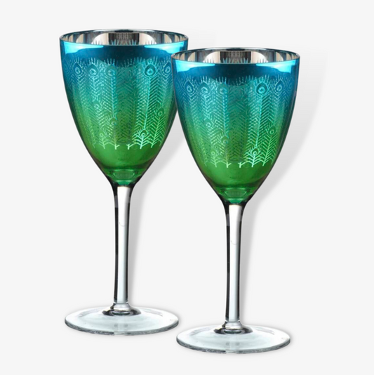 Electroplated Peacock Design Wine Glass