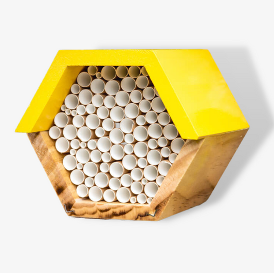 Hexagon Yellow Wooden Bee Hotel