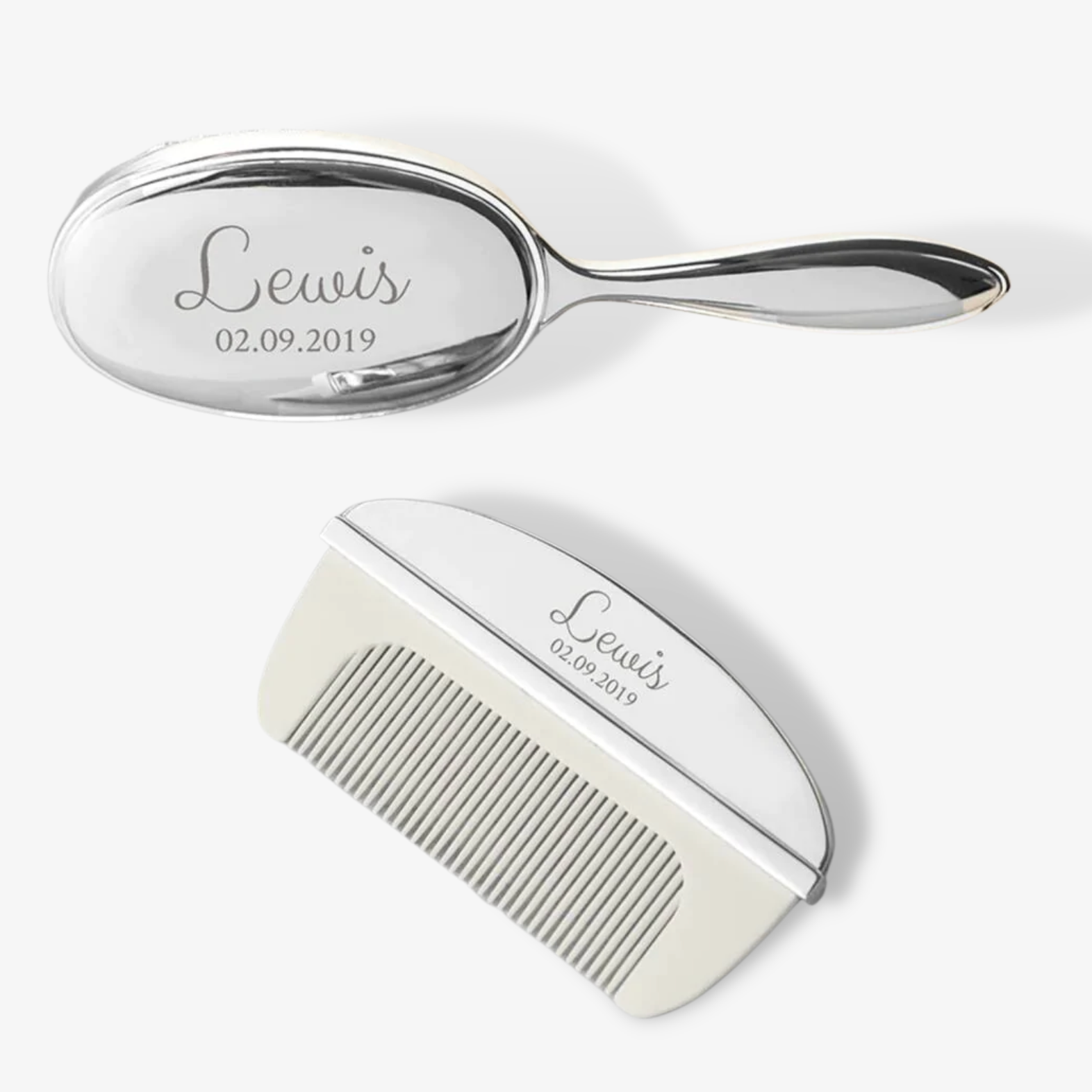 Personalised Silver Plated Baby Brush And Comb Set