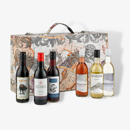 Six Mini Wines In A Suitcase Gift Hamper