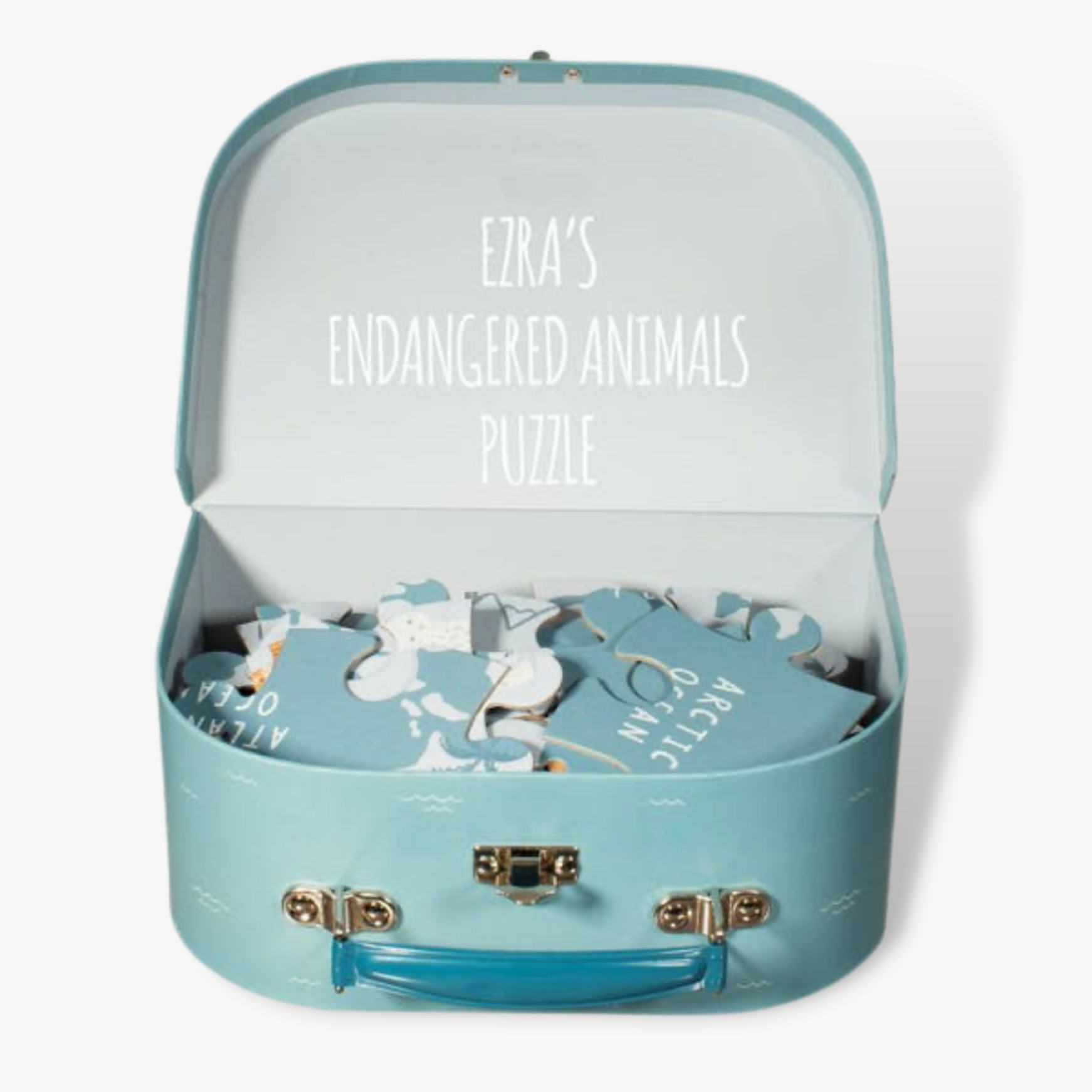 Personalised Childs Endangered Animal Puzzle Suitcase