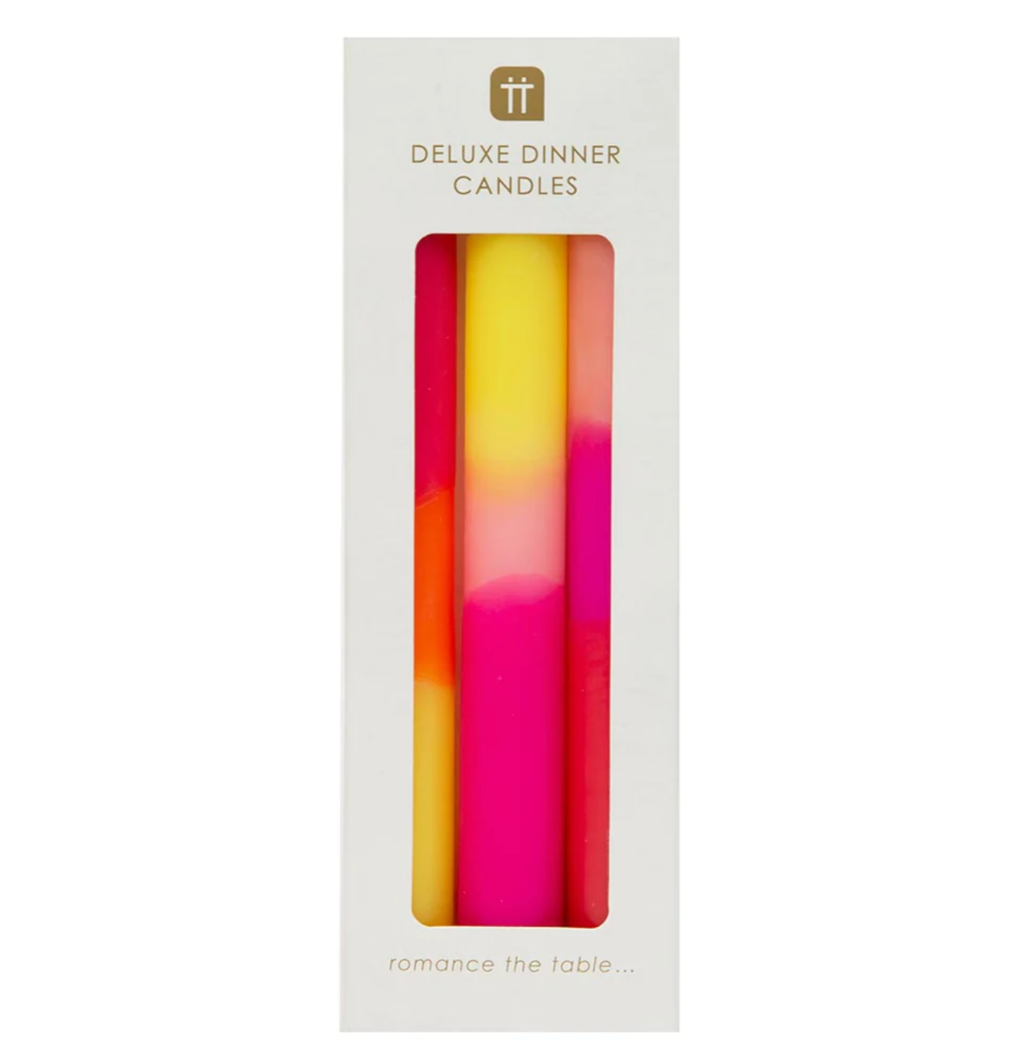 Pack Of Three Ombre Pink And Yellow Candles