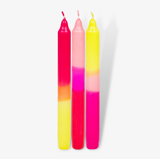 Pack Of Three Ombre Pink And Yellow Candles