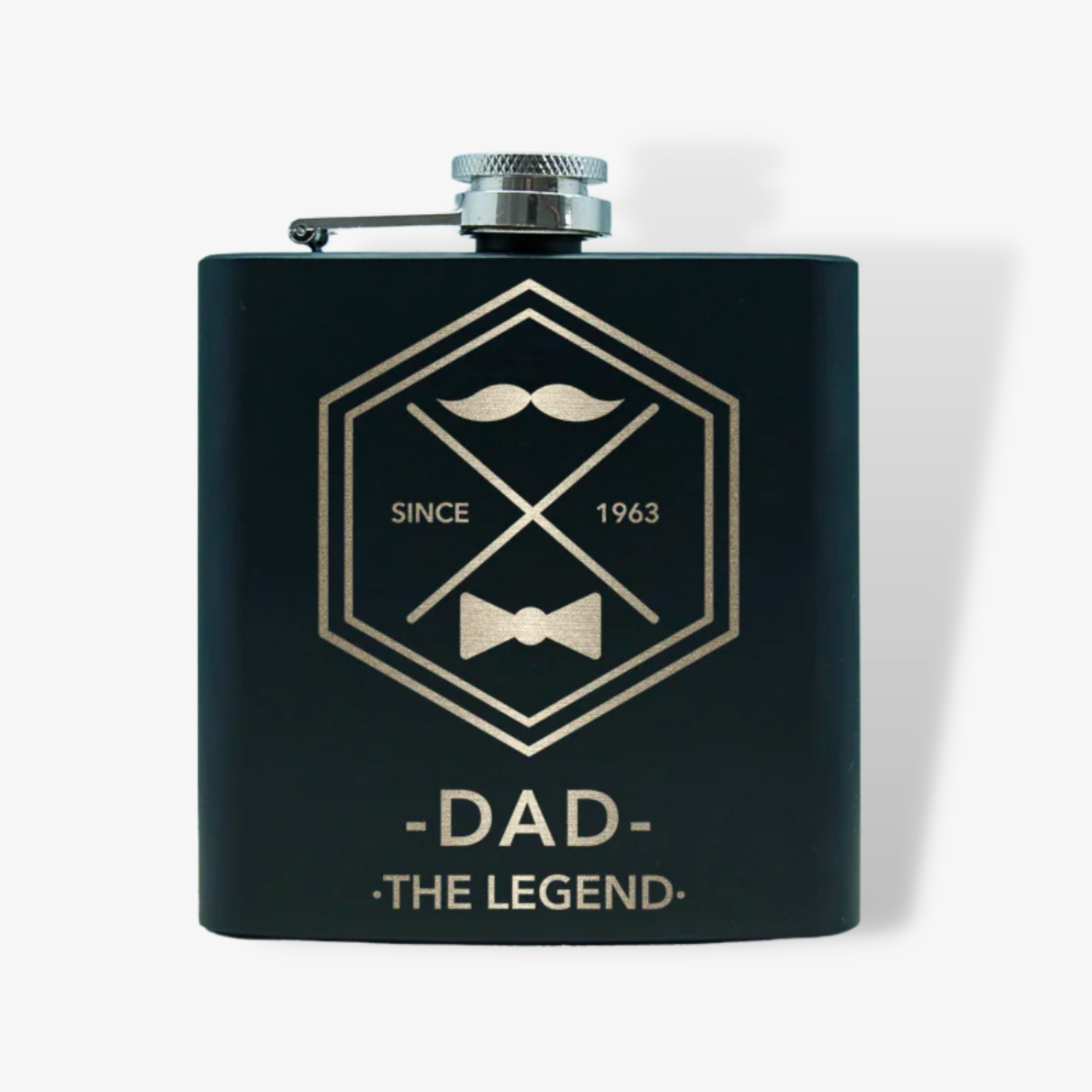 Dads Black Vintage Style Hip Flask