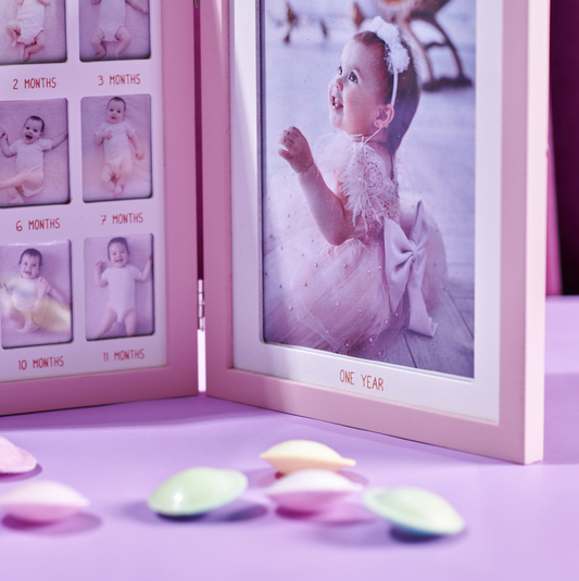Personalised Pink Baby First Year Multi Photo Frame