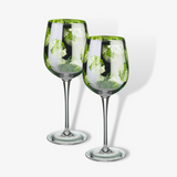 Electroplated Tropical Leaf Design Wine Glasses