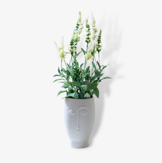 Elegant Design Face Vase In Grey