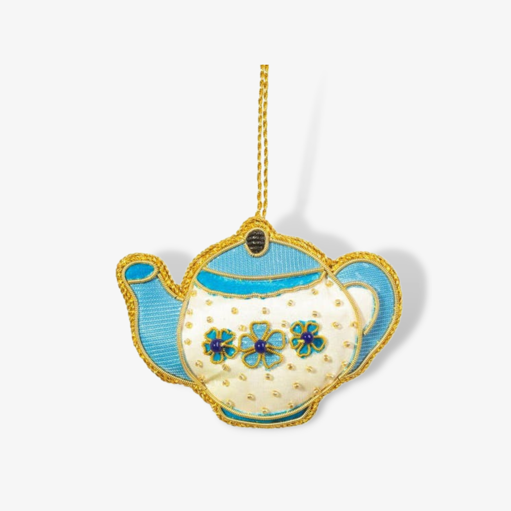 Embroidered Teapot Christmas Decoration