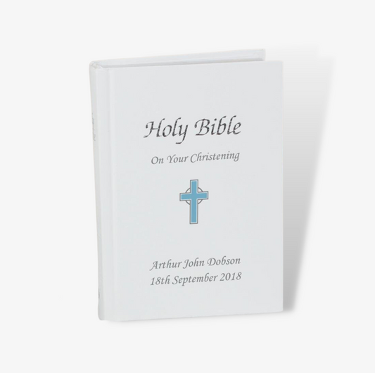 Personalised Silver Leaf Cross Bible