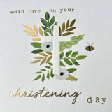 Christening Day Foliage Cross card