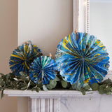 Marble Blue Paper Fan Decorations