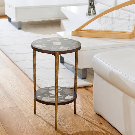 Pols Potton Terrazzo Marble Side Table In Nougat Brown