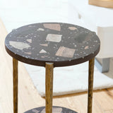 Pols Potton Terrazzo Marble Side Table In Nougat Brown