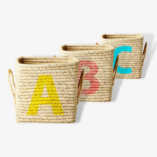 Alphabet Raffia Storage Basket A-Z