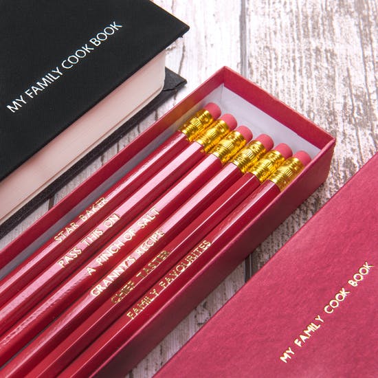 Personalised My Family Cookbook With Pencils