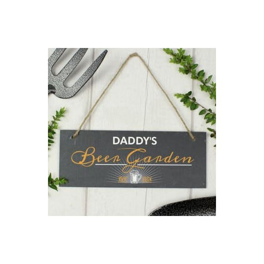 Personalised Beer Garden Hanging Slate Sign