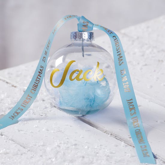 Personalised First Christmas Feather Bauble
