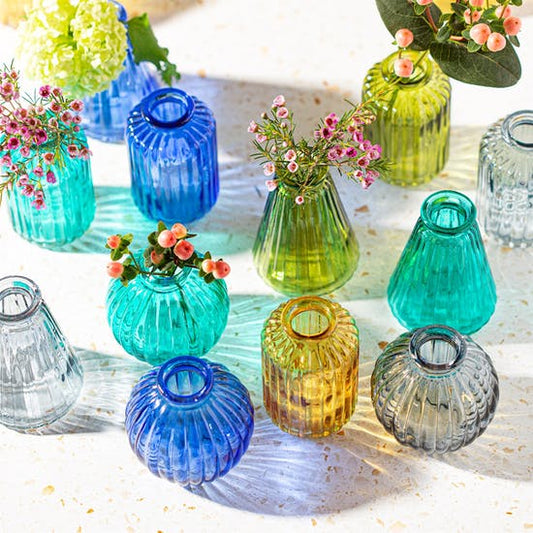 Three Vintage Style Glass Bud Vases