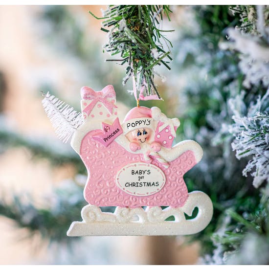 Personalised First Christmas Sleigh Decoration