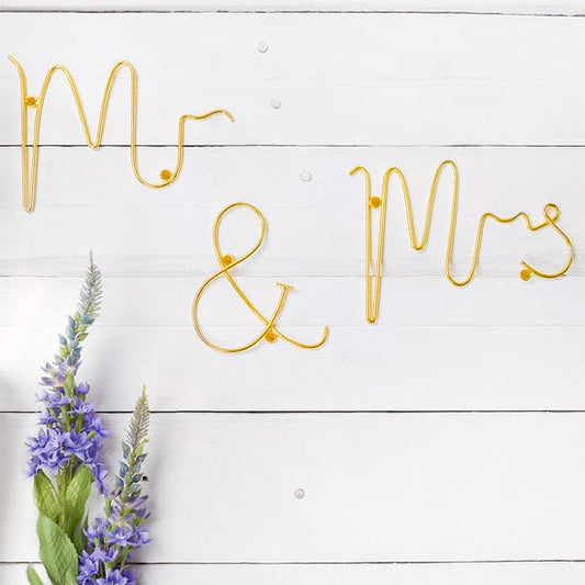 Gold Wire 'Mr And Mrs' Words