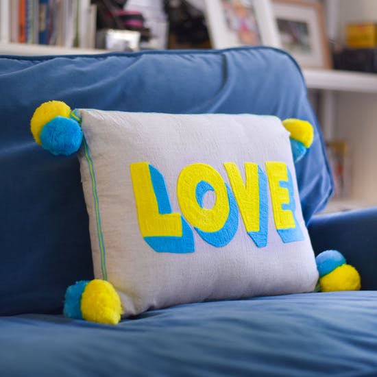 Love Pom Pom Cushion