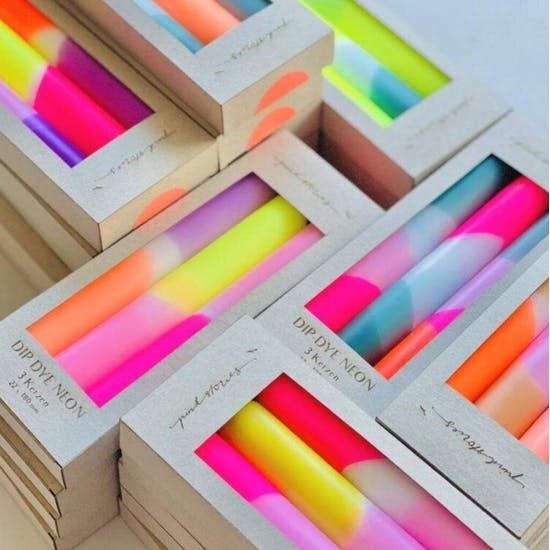 Neon Dip Dyed Dining Candles