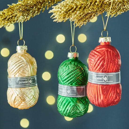 Knitting Wool Shaped Baubles
