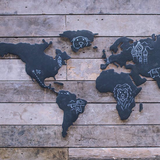 World Map Chalkboard