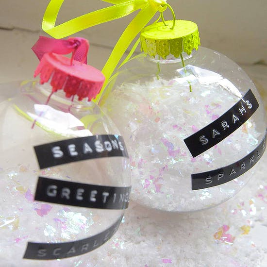 Personalised Tape Sequin Or Snow Bauble