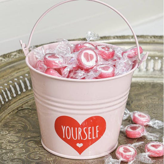 Love Yourself Bucket With Heart Sweets