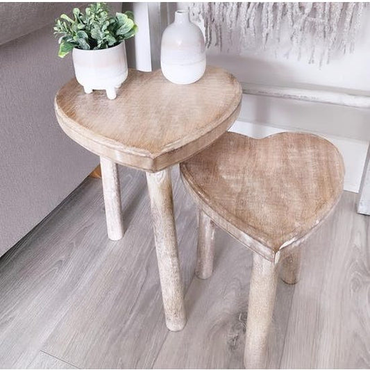 Pair Of Heart Shape Tables / Stools