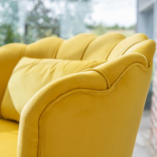 Scalloped Yellow Velvet Cocktail Armchair