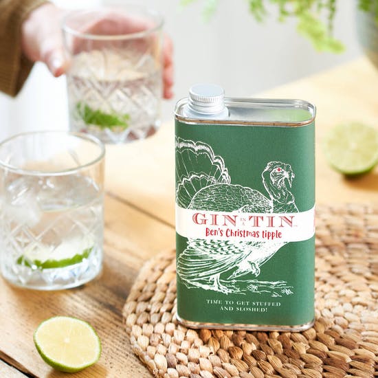 Personalised Christmas Gin In A Tin