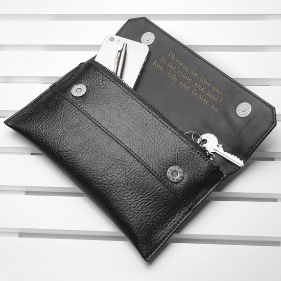 Personalised Leather Clutch Bag