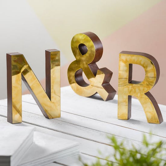 Wood and Brass Freestanding Letters