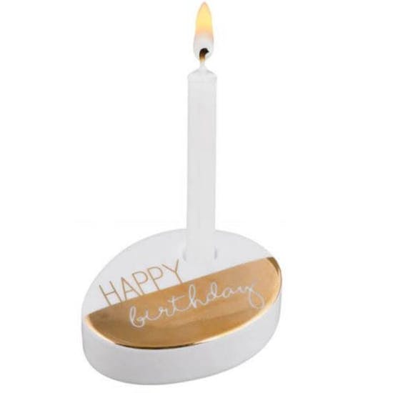 Happy Birthday Porcelain Candle Holder