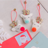 Set Of Reindeer Pom Pom Decorations