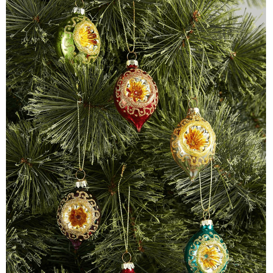 Set Of Six Vintage Style Glass Baubles