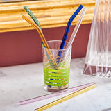 Set Of Six Coloured Reusable Glass Straws