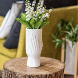 Elegant Design Face Hands Vase In White