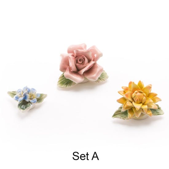 Delicate Porcelain Flower Magnets Set Of Three