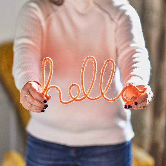 Neon Coral Soft Wall Hanging Word Hello