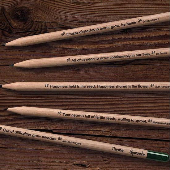 Set Of Five Mindful Sprout Pencils