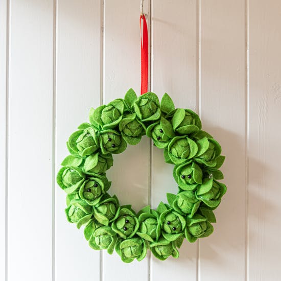 Brussels Sprout Felt Christmas Wreath