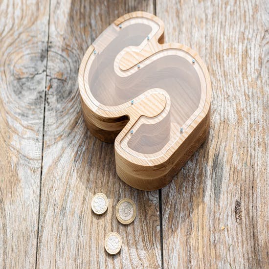 Personalised Handmade Wooden Letter Money Box