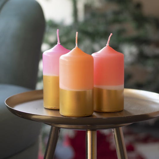 Pink And Gold Pillar Candle