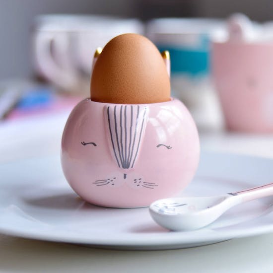Gift Boxed Pink Ceramic Rabbit Egg Cup