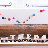 Personalised Name Train with Heart in White