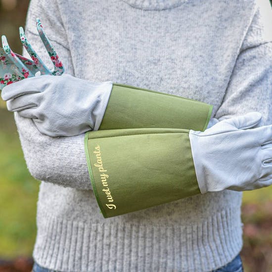 Personalised Unisex White Leather Garden Gloves